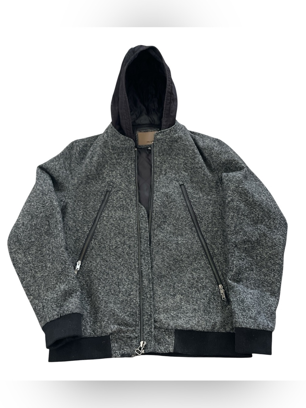 Men’s Medium Civil Society Gray Herringbone Bomber Jacket